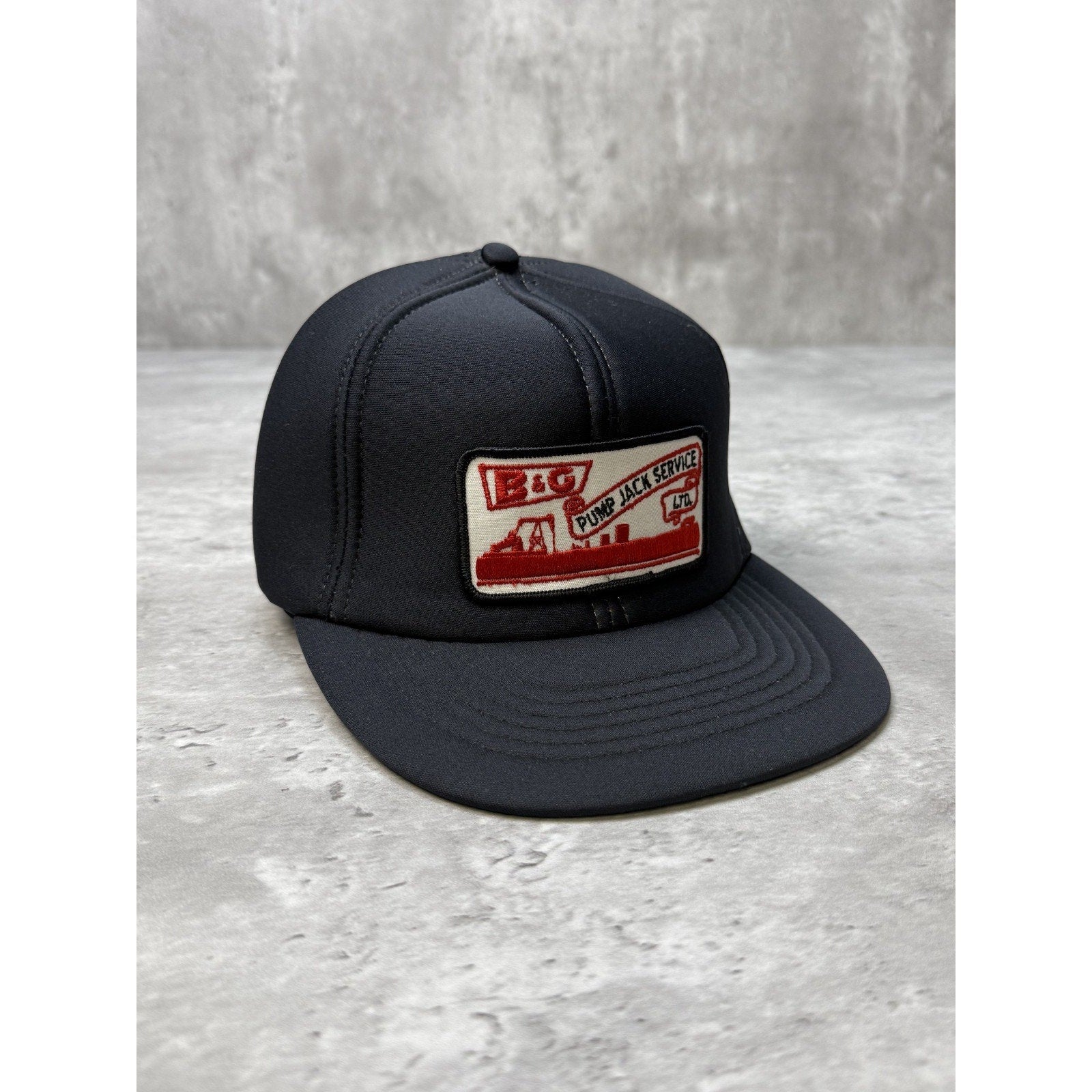 Vintage 80s B&G Pump Jack Service Embroidered Patch Trucker Snapback Hat OSFA