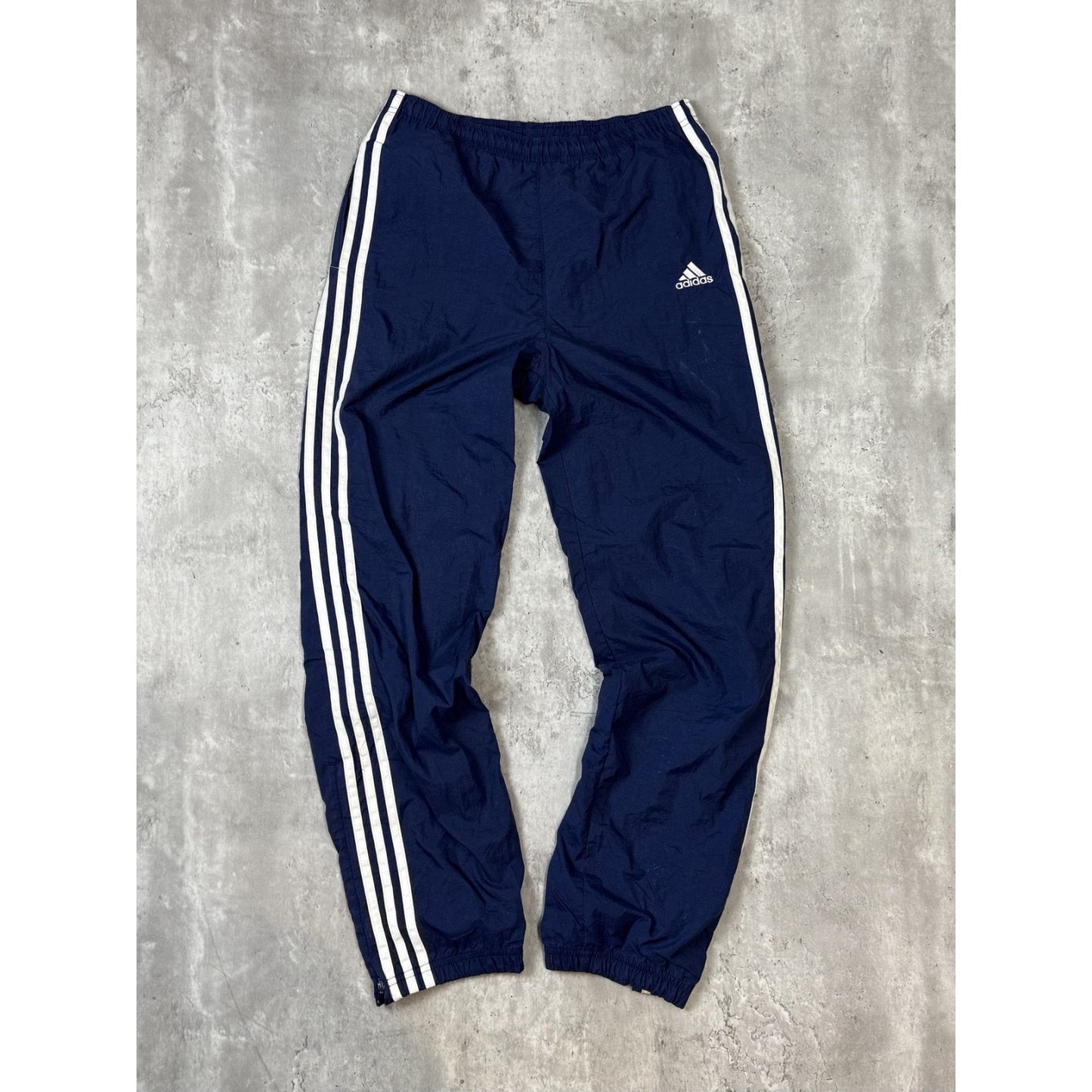 Vintage 90s Adidas Embroidered Logo Three Stripes Nylon Track Pants Size Small