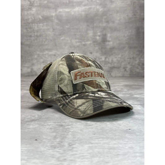 Vintage Fastenal Embroidered Spellout Tree Camo Trucker Snapback Hat OSFA