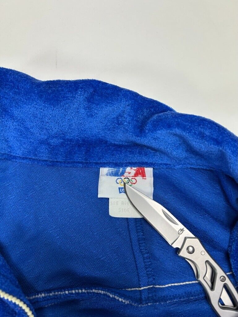 Vintage 1980 Levis USA Olympic Velour Full Zip Track Jacket Size Medium Blue