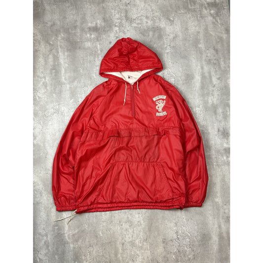 Vintage 70s/80s Wisconsin Badgers NCAA Collegiate Nylon Anorak Jacket Size XL