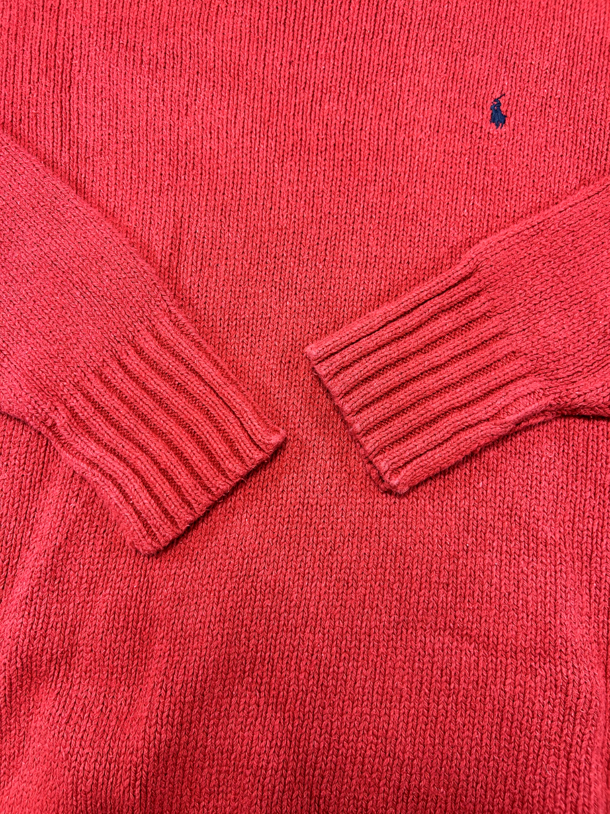 Vintage 90s Polo Ralph Lauren Embroidered Pony Ribbed Knit Sweater Size XL Red