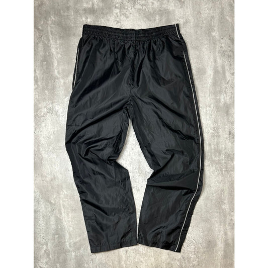 Vintage 90s Side Piping Nylon Track Pants Size Medium Black