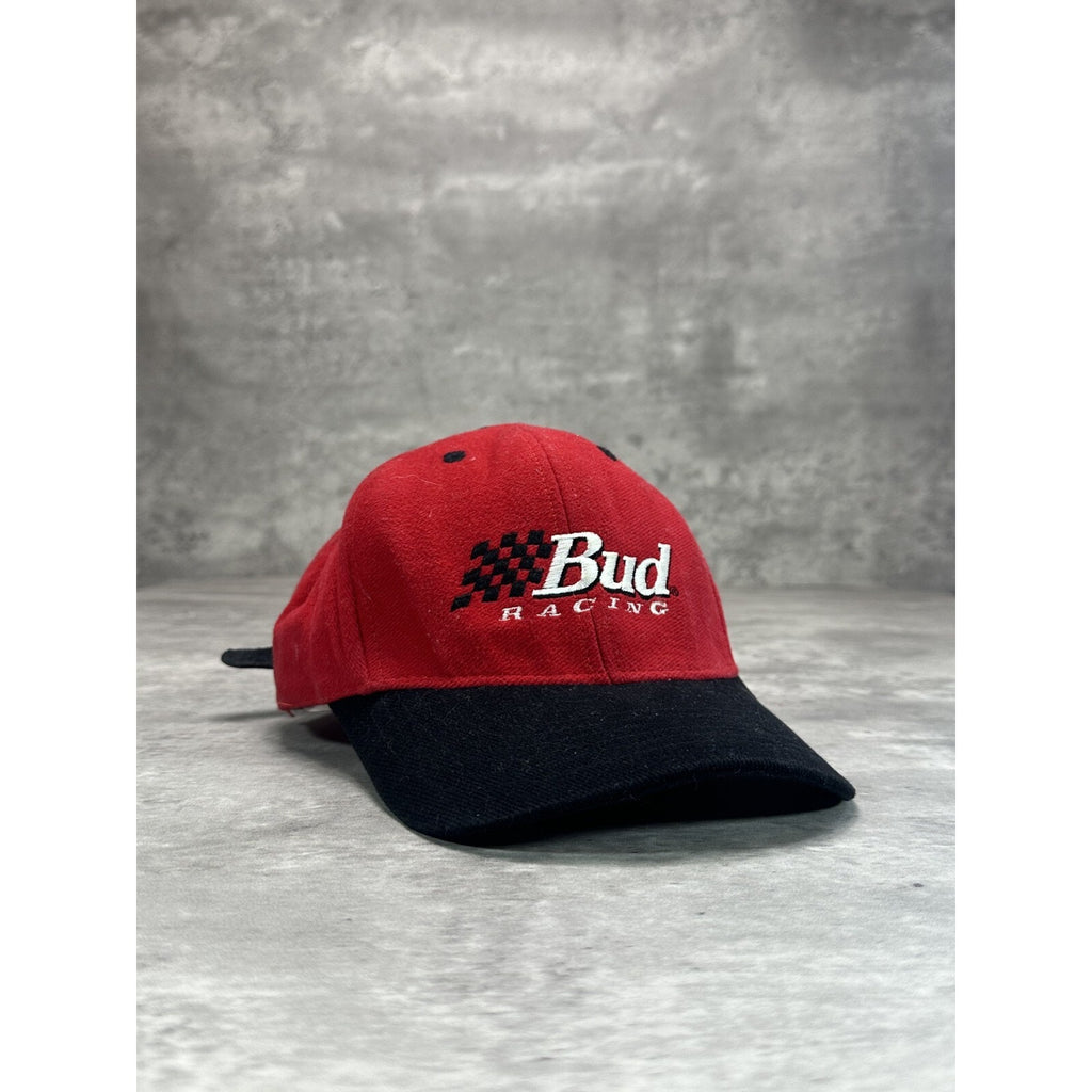 Vintage Bud Racing Team King Of Beers Embroidered Logo Strapback Hat OSFA
