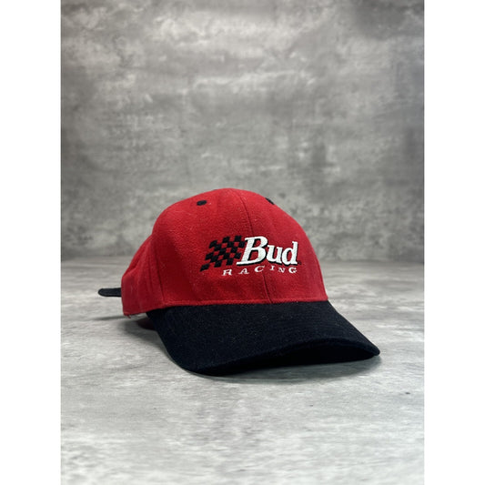 Vintage Bud Racing Team King Of Beers Embroidered Logo Strapback Hat OSFA