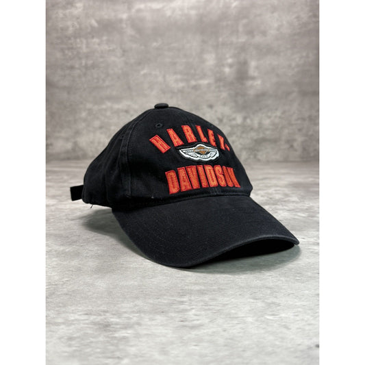 Vintage Harley Davidson Motorcycles Embroidered Spellout Strapback Hat OSFA