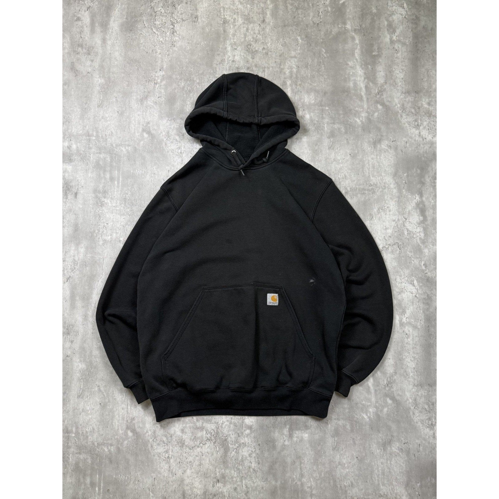 Vintage Carhartt Original Fit Hooded Workwear Black Sweatshirt Size Medium