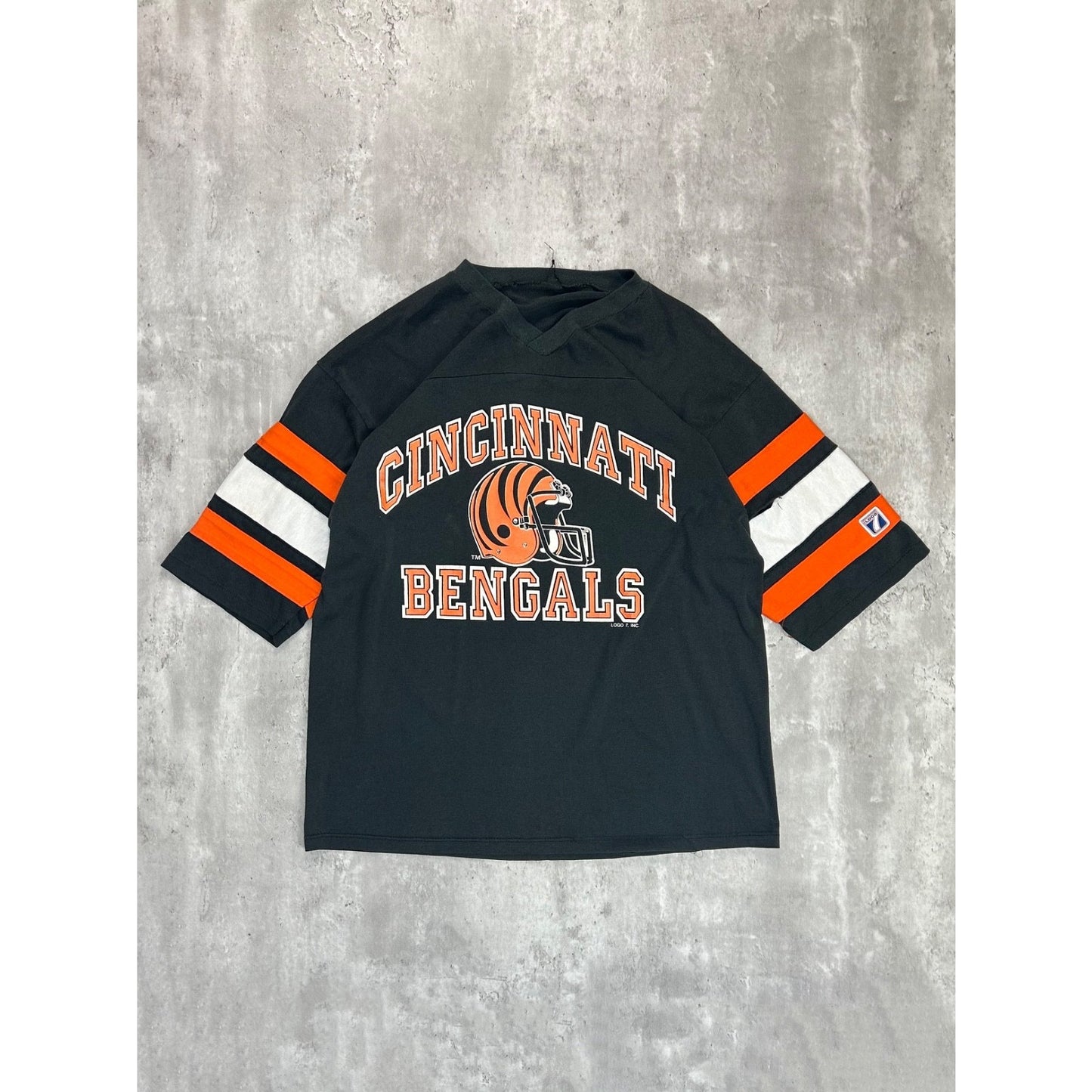 Vintage 90s Cincinnati Bengals NFL Logo 7 Football Jersey Size Large Black