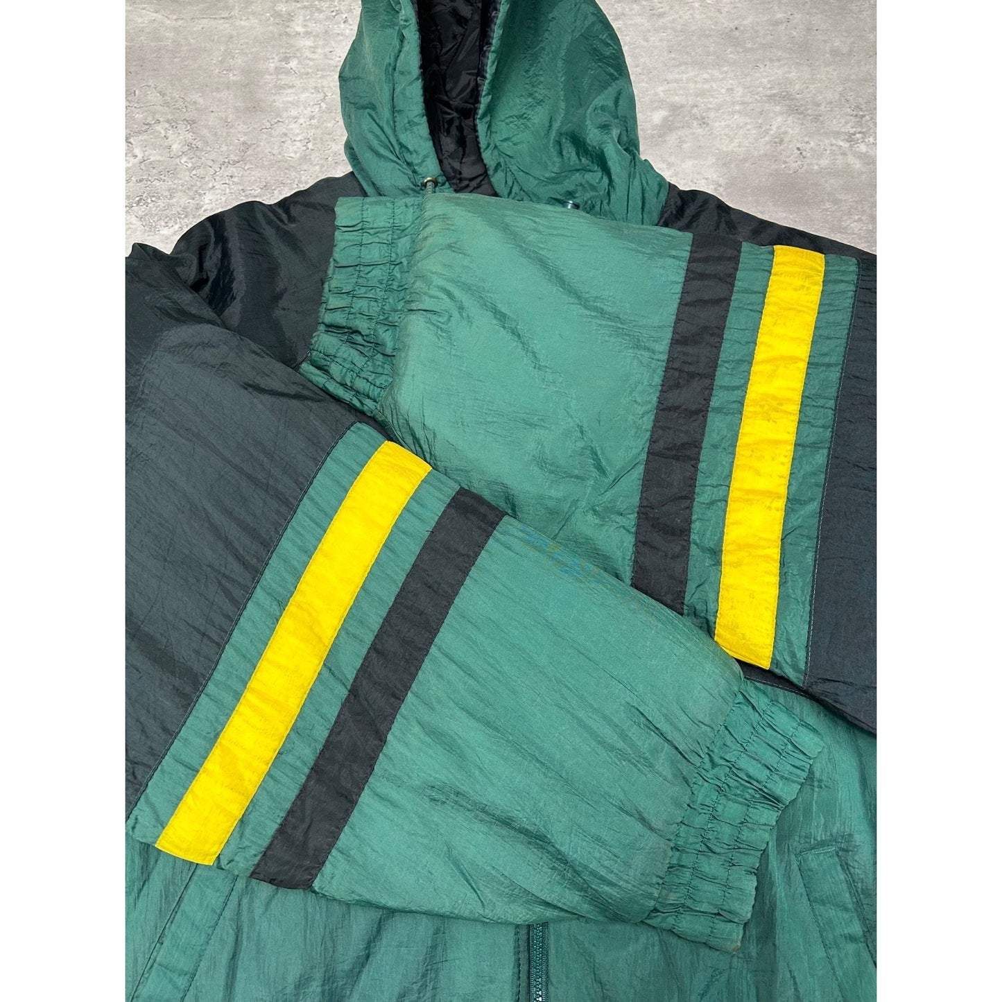 Vintage 90s Green Bay Packers NFL Insulated Full Zip Hooded Jacket Size Large