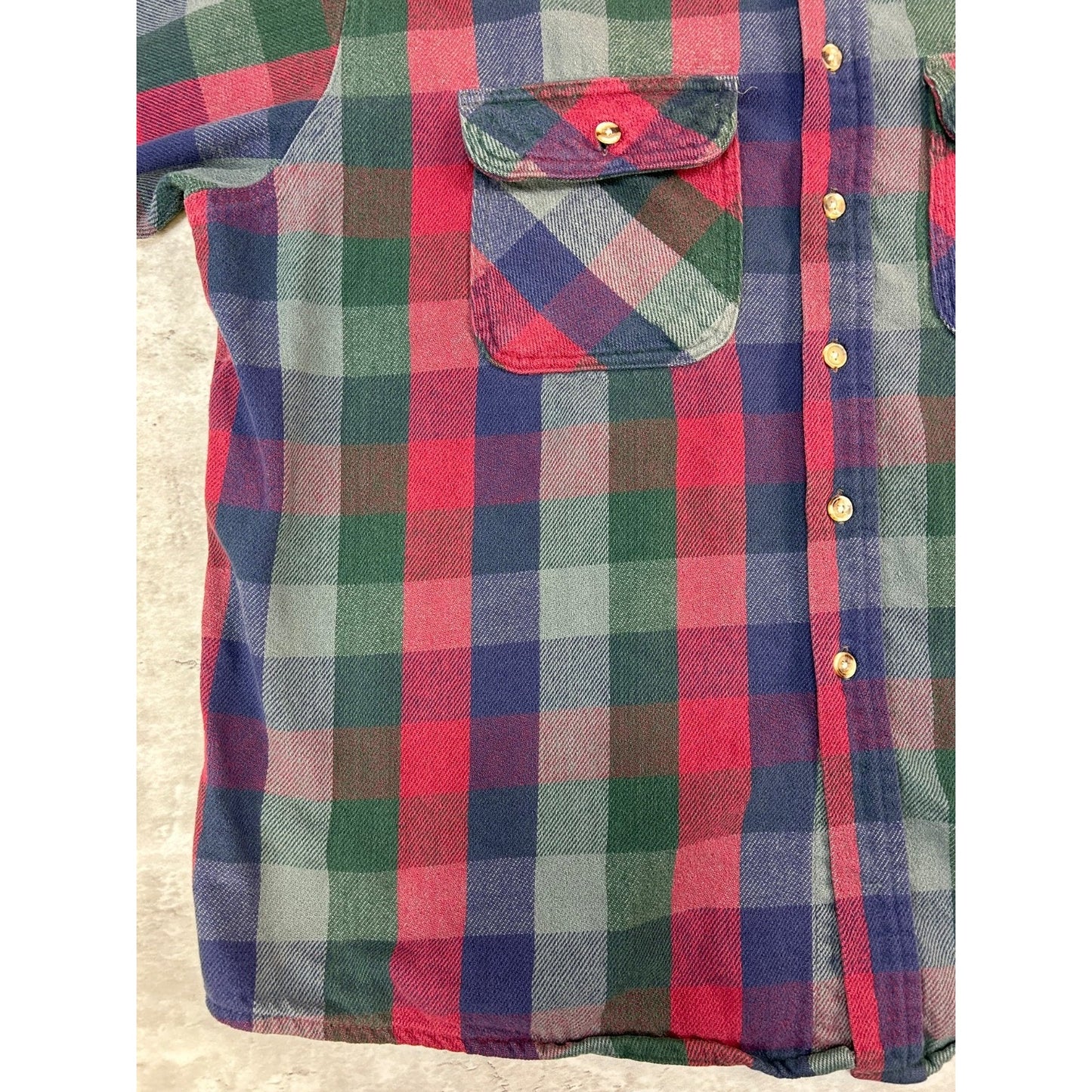 Vintage Ozark Wilderness Plaid Double Pocket Long Sleeve Button Up Shirt Sz 2XL