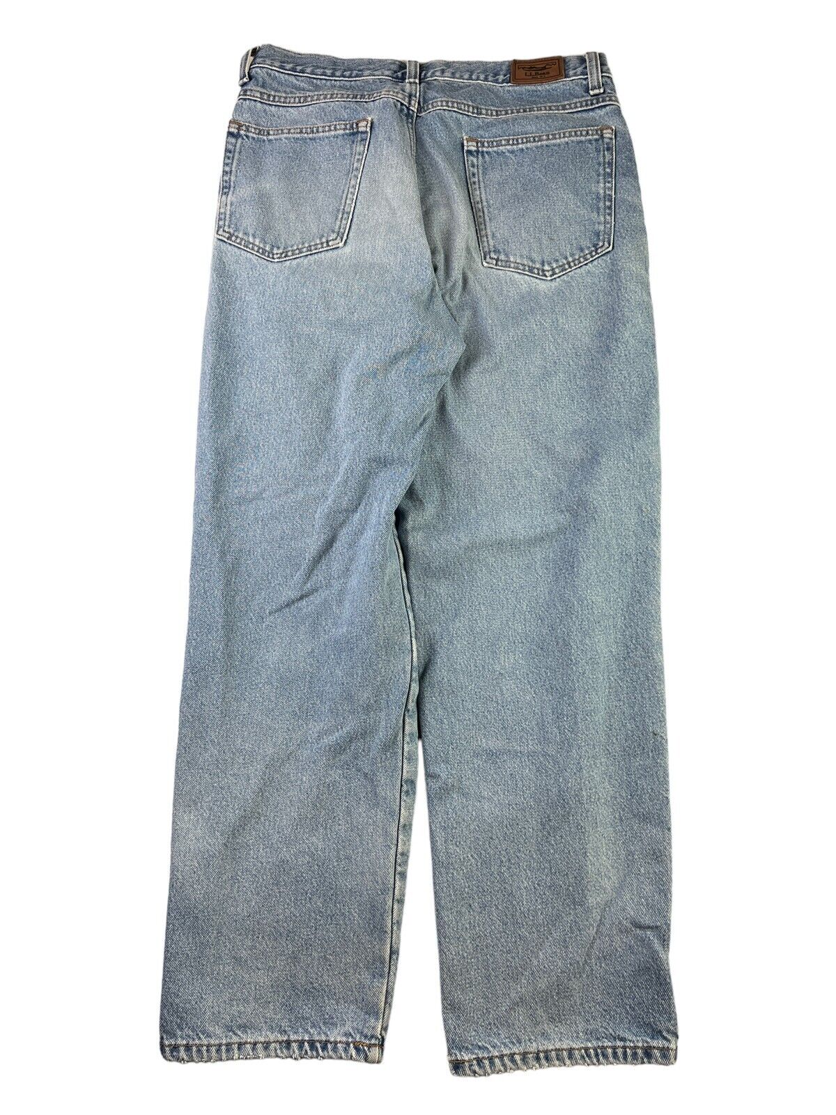 Vintage 90s L.L. Bean Plaid Lined Light Wash Relaxed Fit Denim Pants Size 33W