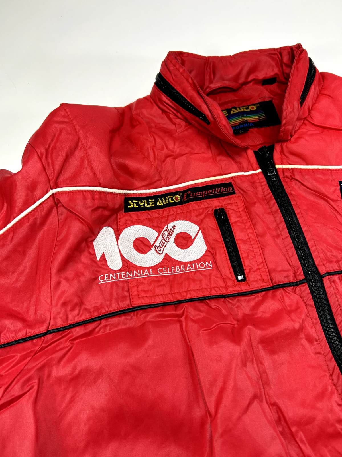 Vintage 1986 Indianapolis 500 Nylon Full Zip Racing Jacket Size Large Red