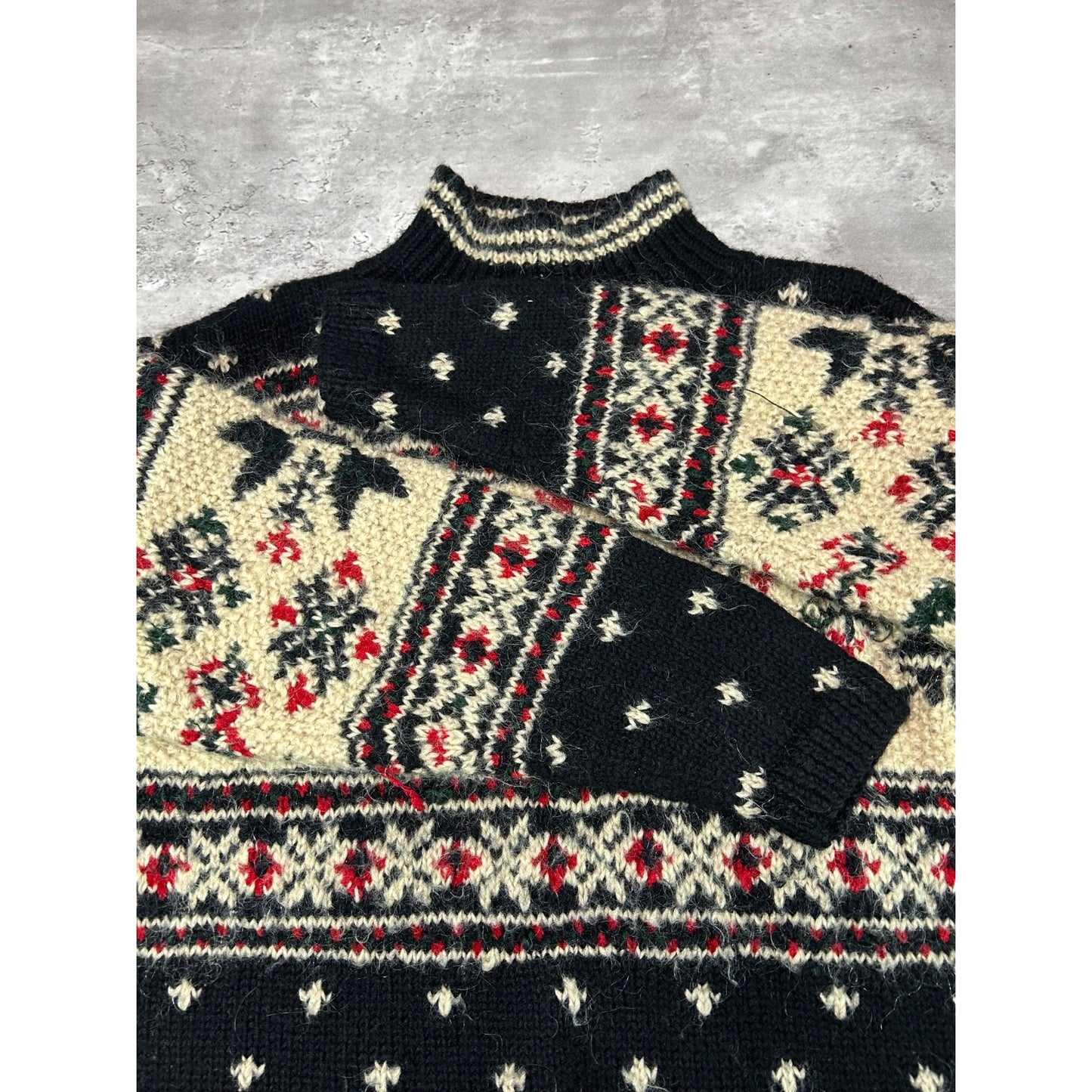 Vintage 80s/90s Snowflake Print Pullover Turtleneck Sweater Size Large