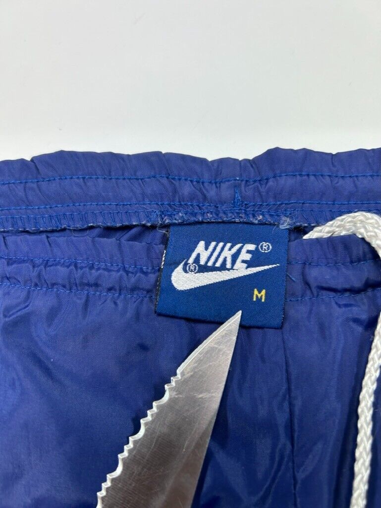 Vintage 80s Nike Tonal Embroidered Logo Windbreaker Pants Size Medium Blue