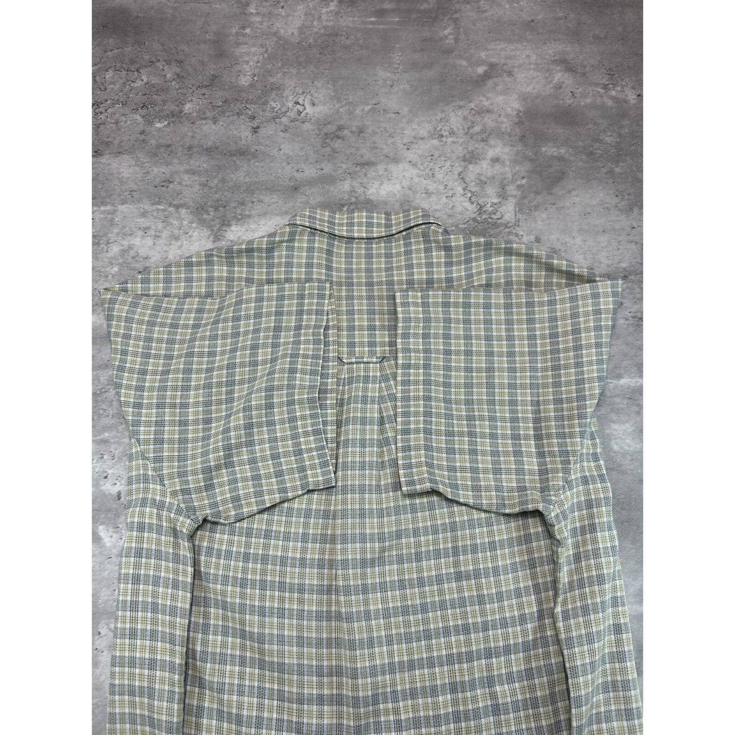 Vintage Natural Issue Plaid Single Pocket Cropped Button Up Shirt Size Large