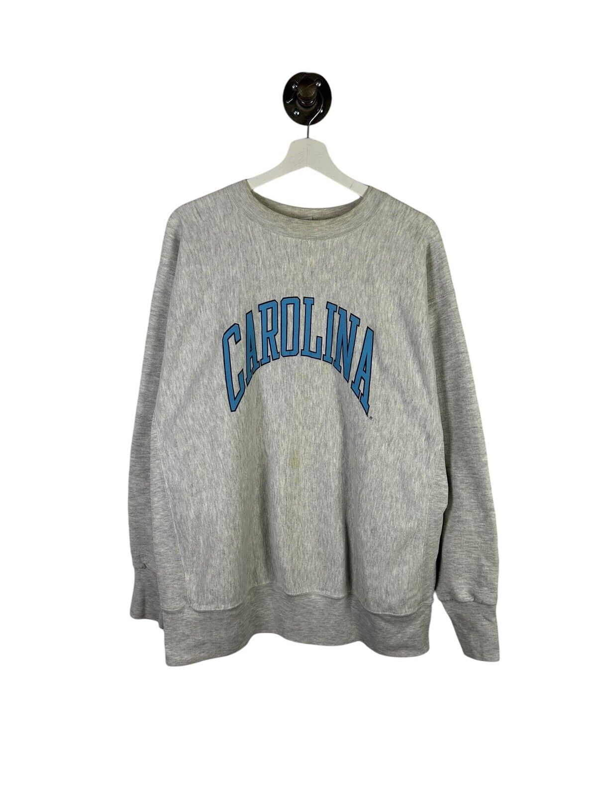 Vtg 90s Carolina Spell Out NCAA Reverse Weave Style Sweatshirt Sz 2XL Gray