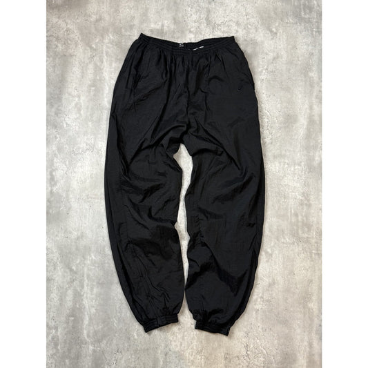 Vintage 90s Nike Tonal Embroidered Logo Nylon Track Pants Size XL Black
