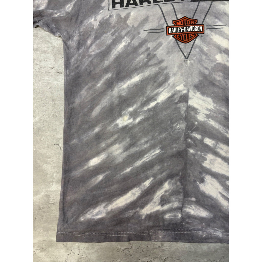 Vintage 1998 Harley Davidson Bald Eagle Graphic Tye Dye T-Shirt Size Large