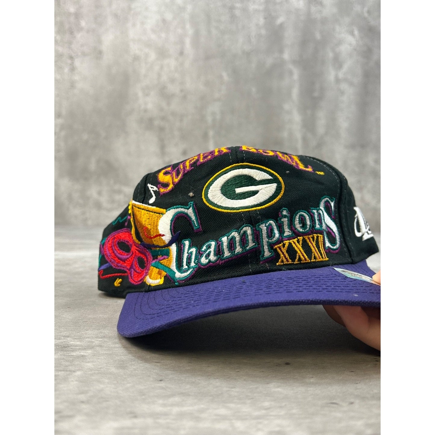Vintage 1997 Green Bay Packers NFL Super Bowl Champs Snapback Hat OSFA