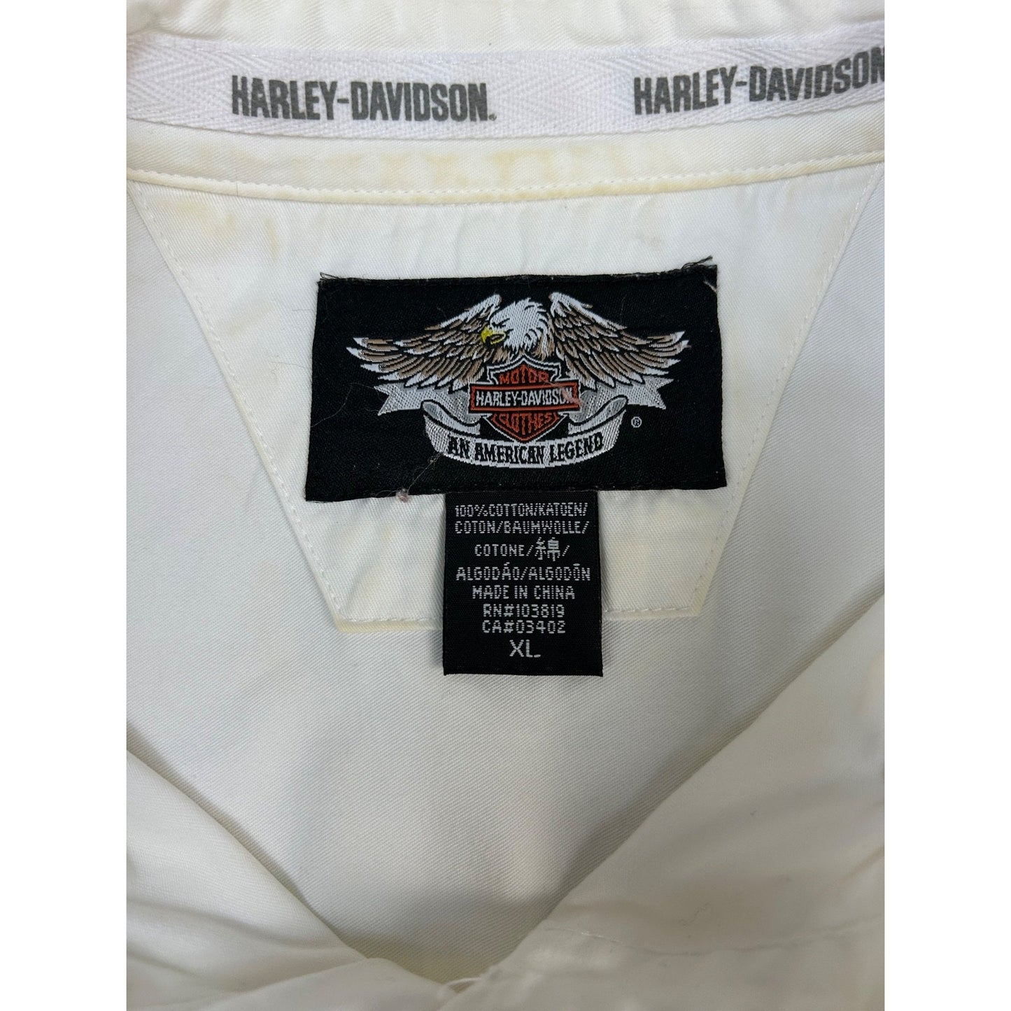 Harley Davidson Graphic Long Sleeve Button Up Shirt Size XL White