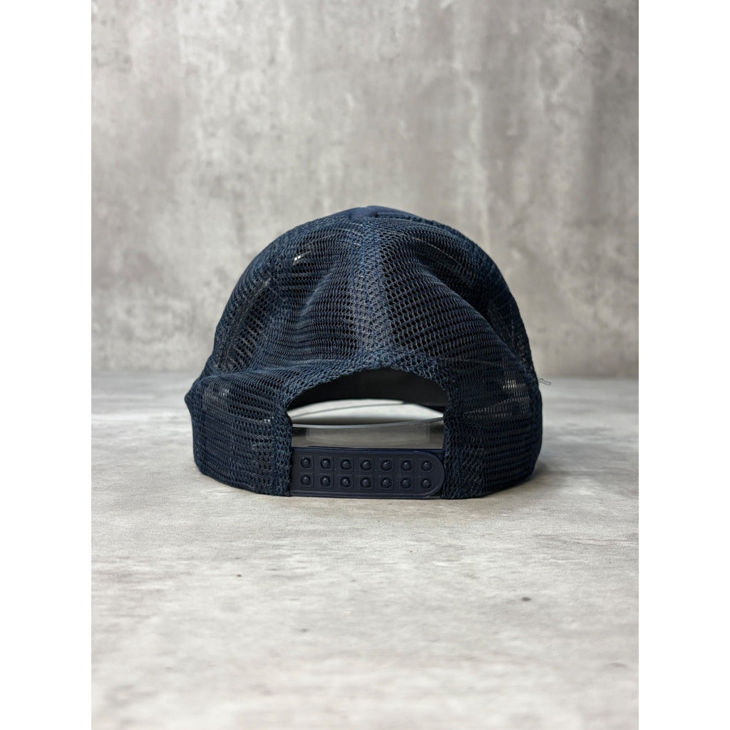 Vintage 1980s Blank Navy Blue Foam Trucker Snapback Hat OSFA