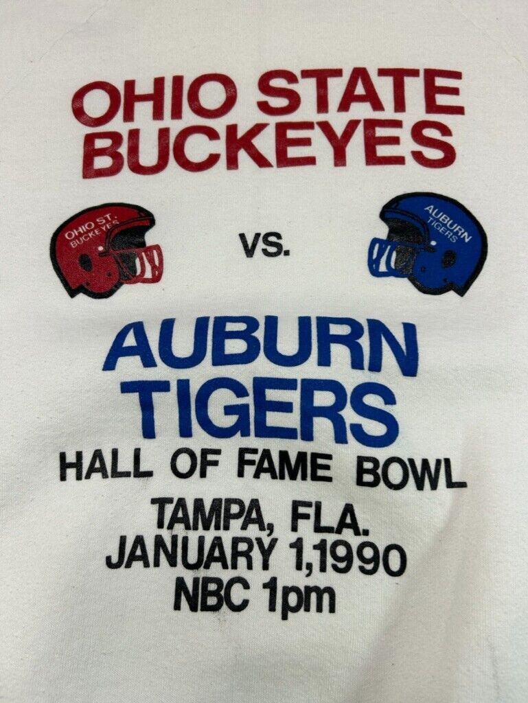 Vintage 1990 NCAA Hall Of Fame Bowl Buckeyes Vs Tigers Sweatshirt Size Large