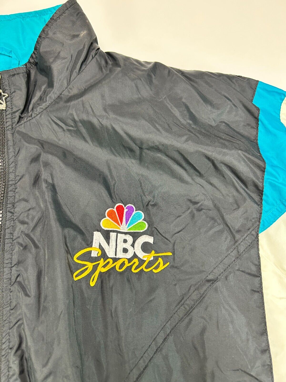 Vintage 90s NBC Sports Embroidered Starter Full Zip Windbreaker Jacket Sz Large