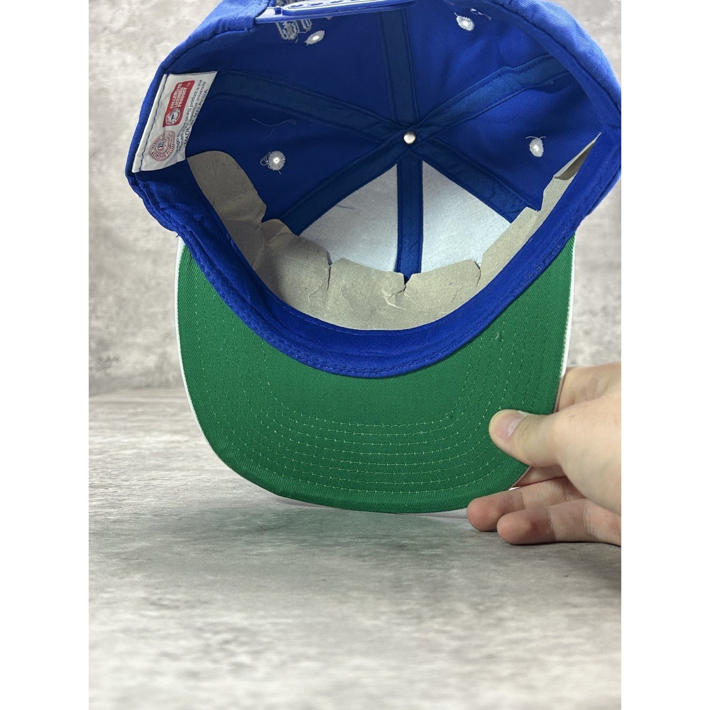 Vintage 90s Duke Blue Devils NCAA Embroidered Logo Two Tone Snapback Hat OSFA