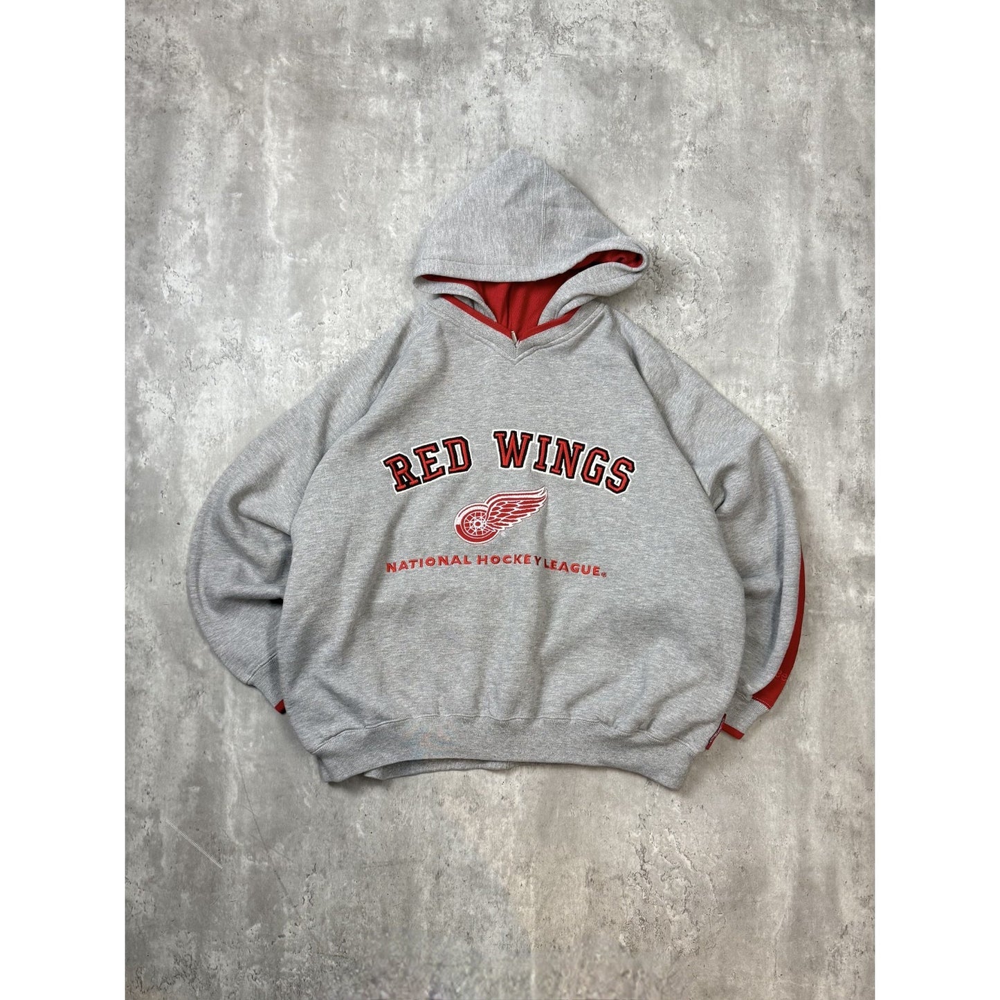 Vintage Detroit Red Wings NHL Embroidered Logo Hooded Sweatshirt Size XL