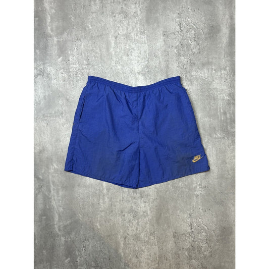 Vintage 80s/90s YOUTH Nike Embroidered Logo Nylon Shorts Size Large Blue