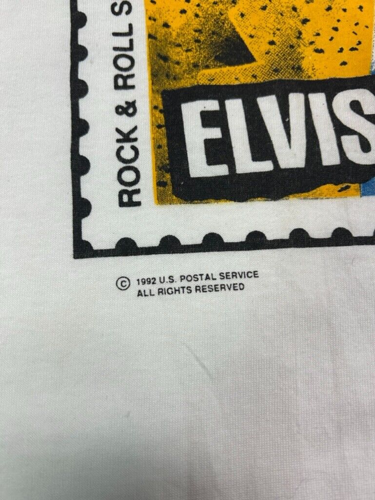 Vintage 1992 Elvis Rock & Roll Stamp Big Graphic Music T-Shirt Size XL