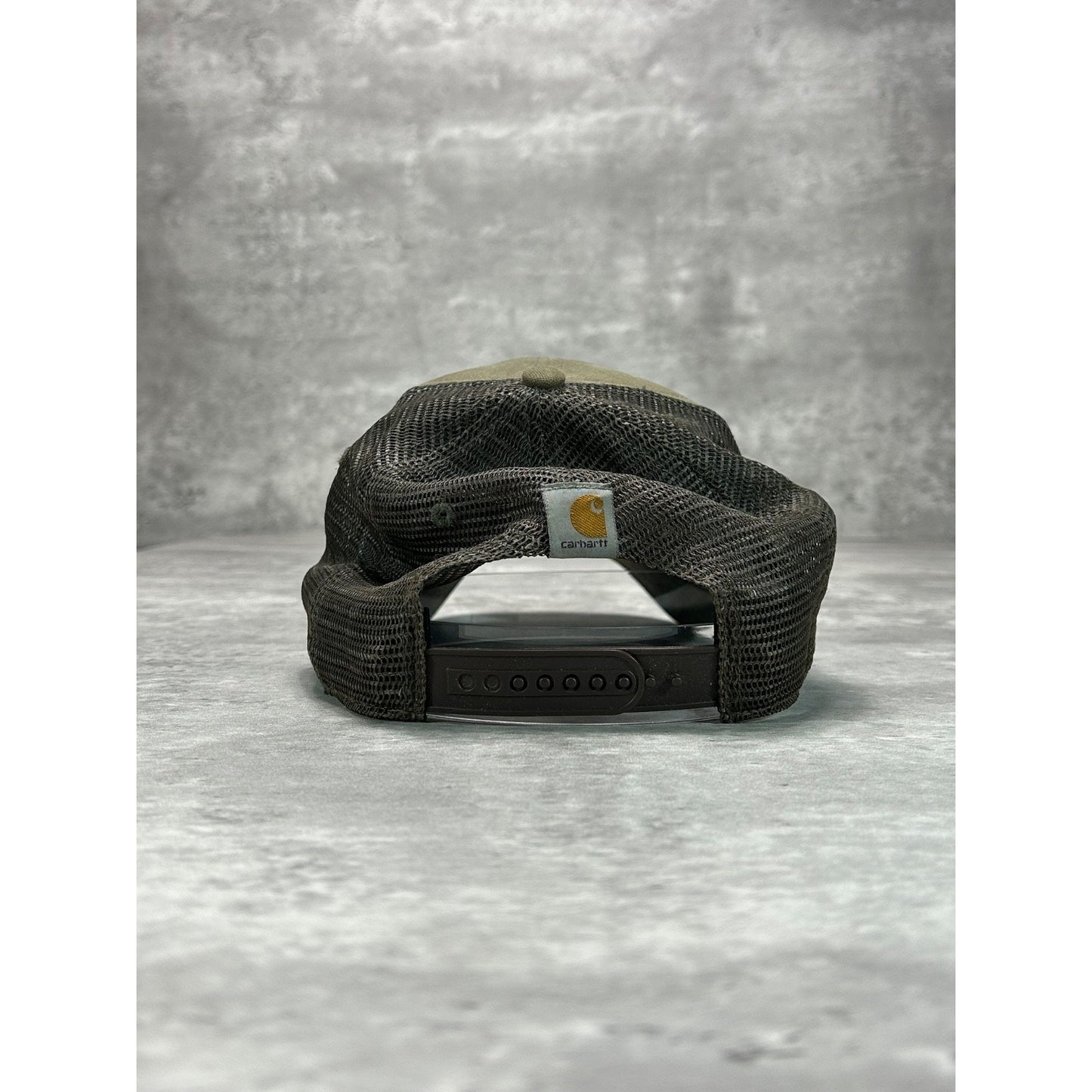 Vintage Carhartt Embroidered Spellout Workwear Trucker Snapback Hat OSFA