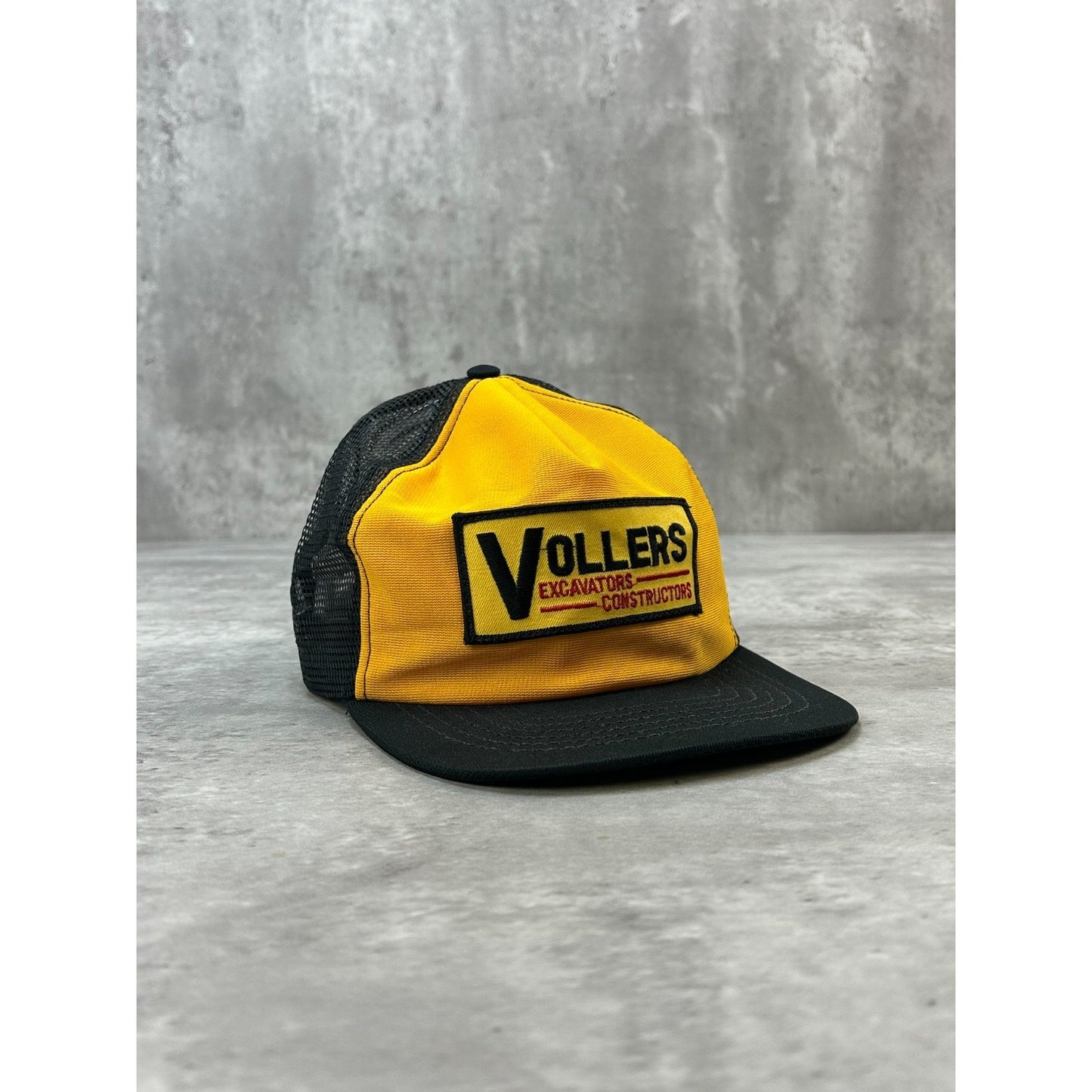 Vintage 80s/90s Vollers Excavating Embroidered Patch Trucker Snapback Hat OSFA