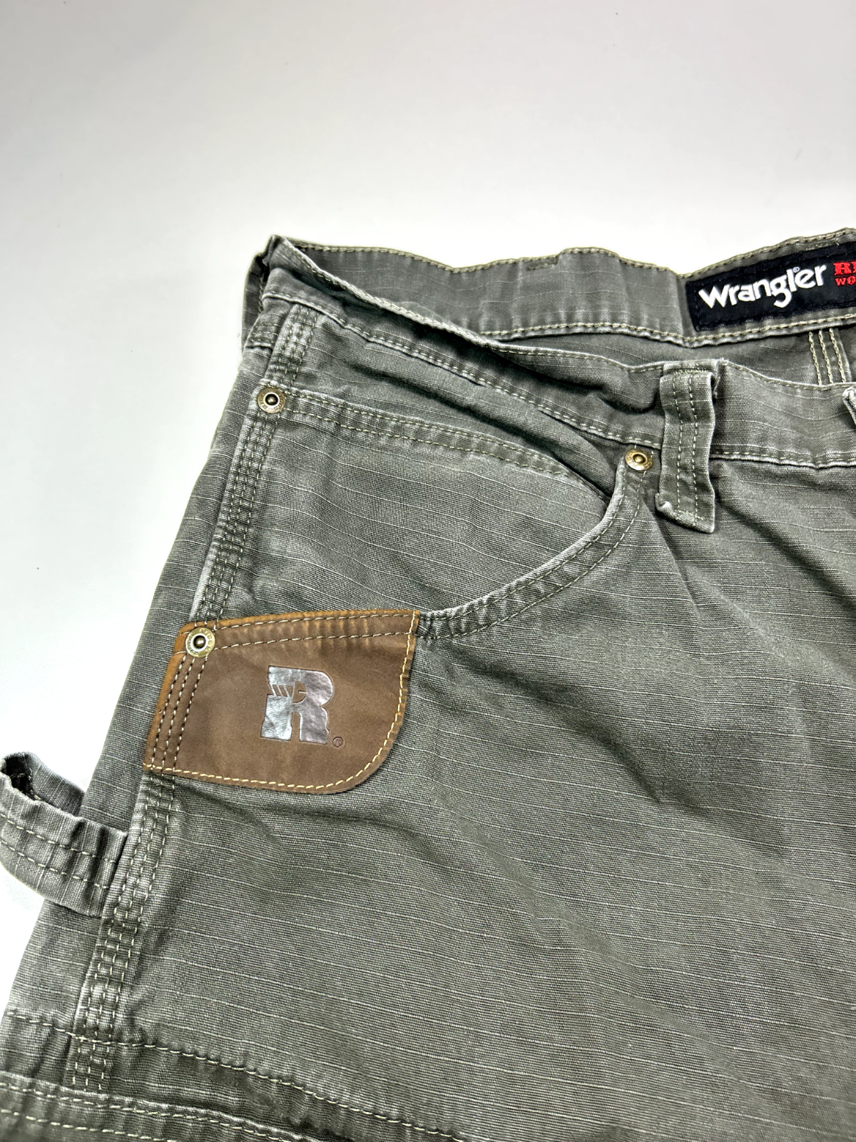 VTG Wrangler Riggs Ripstop Cargo Double Knee Work Wear Carpenter Pants Sz 34W