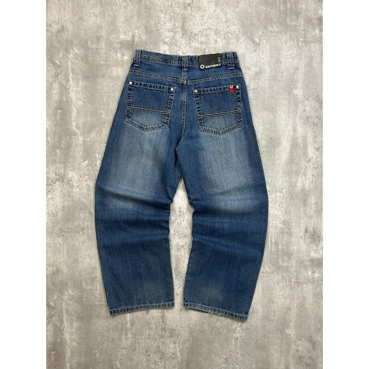 Vintage Women's Y2K Southpole Dark Wash Faded Baggy Fit Denim Pants Size 29