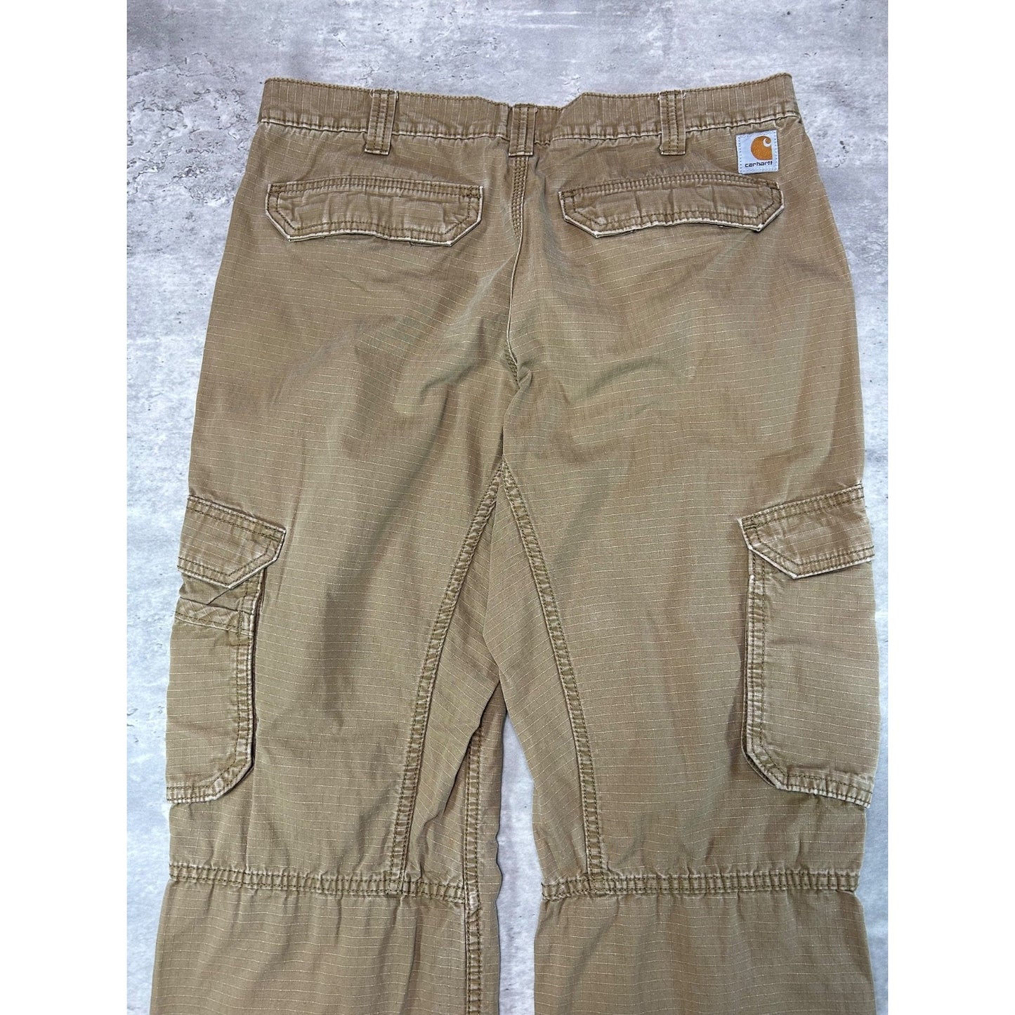 Carhartt Relaxed Fit Ripstop Canvas Workwear Cargo Pants Size 35 Beige