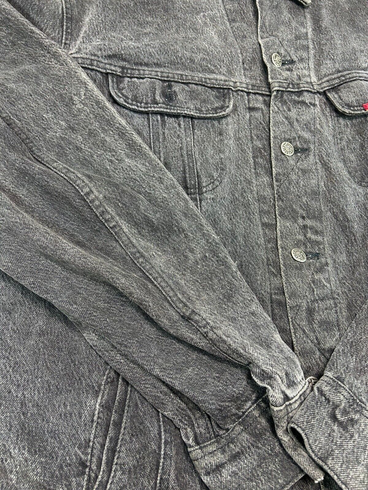 Vintage 80s/90s Lee Black Wash Denim Trucker Jacket Size XL