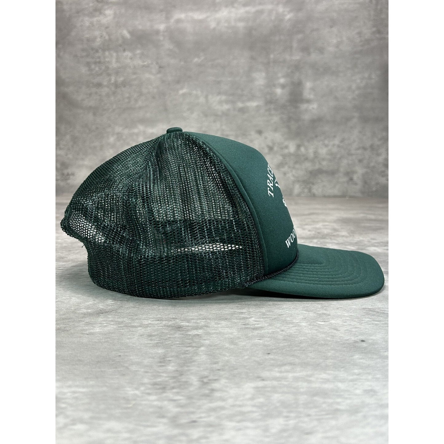 Vintage 1980s Trackside Tap Graphic Spellout Trucker Snapback Hat OSFA Green