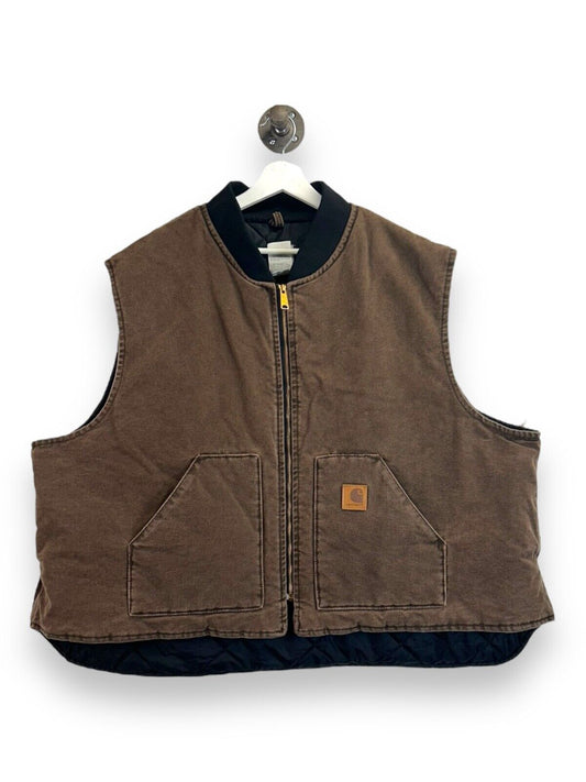 Vintage Carhartt Quilted Lined Canvas workwear Vest Jacket Size 5XL