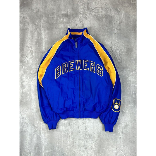 Milwaukee Brewers MLB Embroidered Full Zip Nylon Baseball Jacket Size Medium