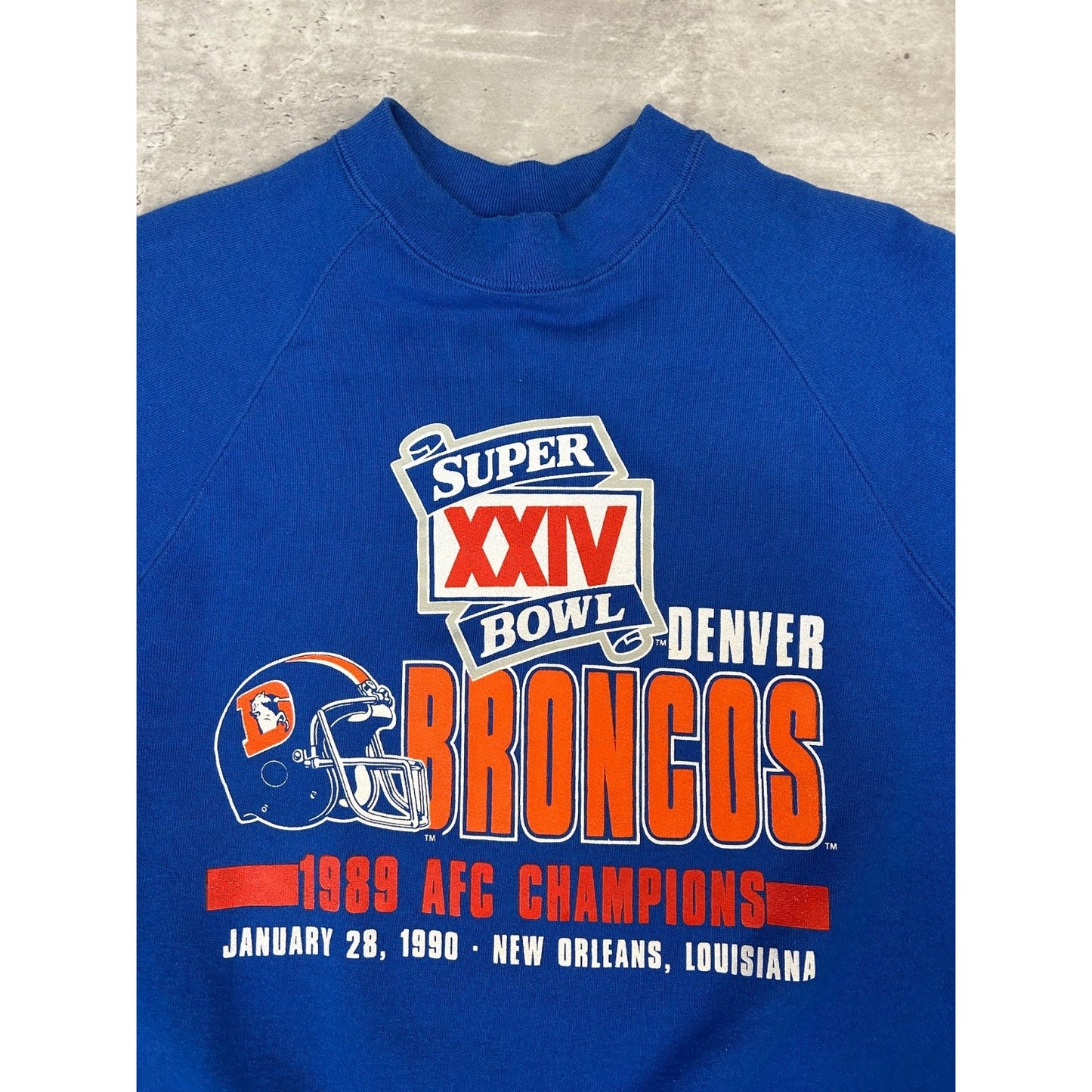 Vintage 1989 Denver Broncos NFL AFC Champs Graphic Football Sweatshirt Sz Medium