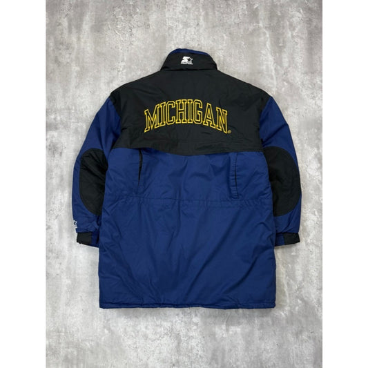 Vintage 90s Michigan Wolverines NCAA Insulated Long Jacket Size Large