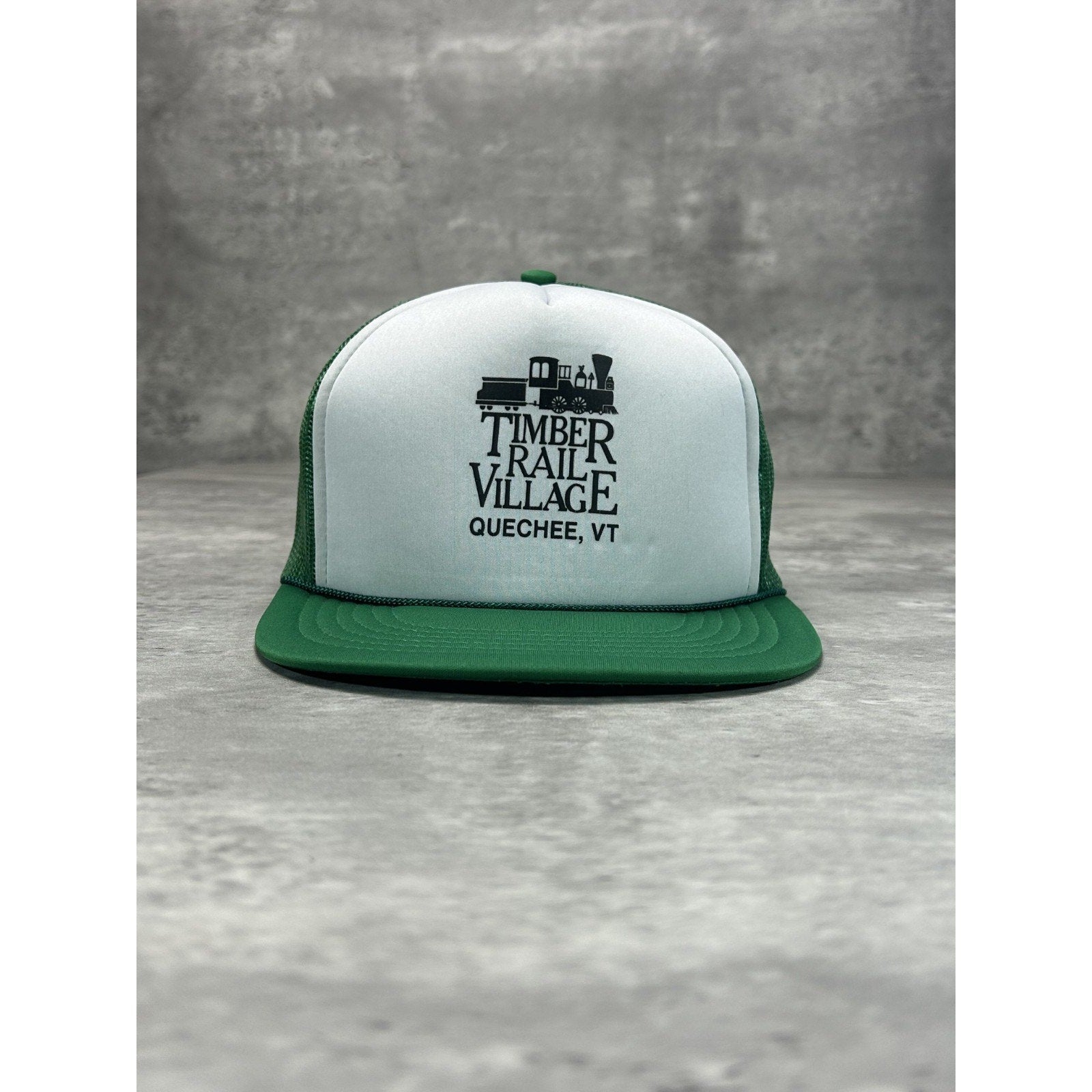 Vintage 80s Timber Trail Village Destination Spellout Trucker Snapback Hat OSFA