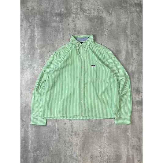 Vintage Chaps Ralph Lauren Striped Reworked Cropped Button Up Shirt Size Large