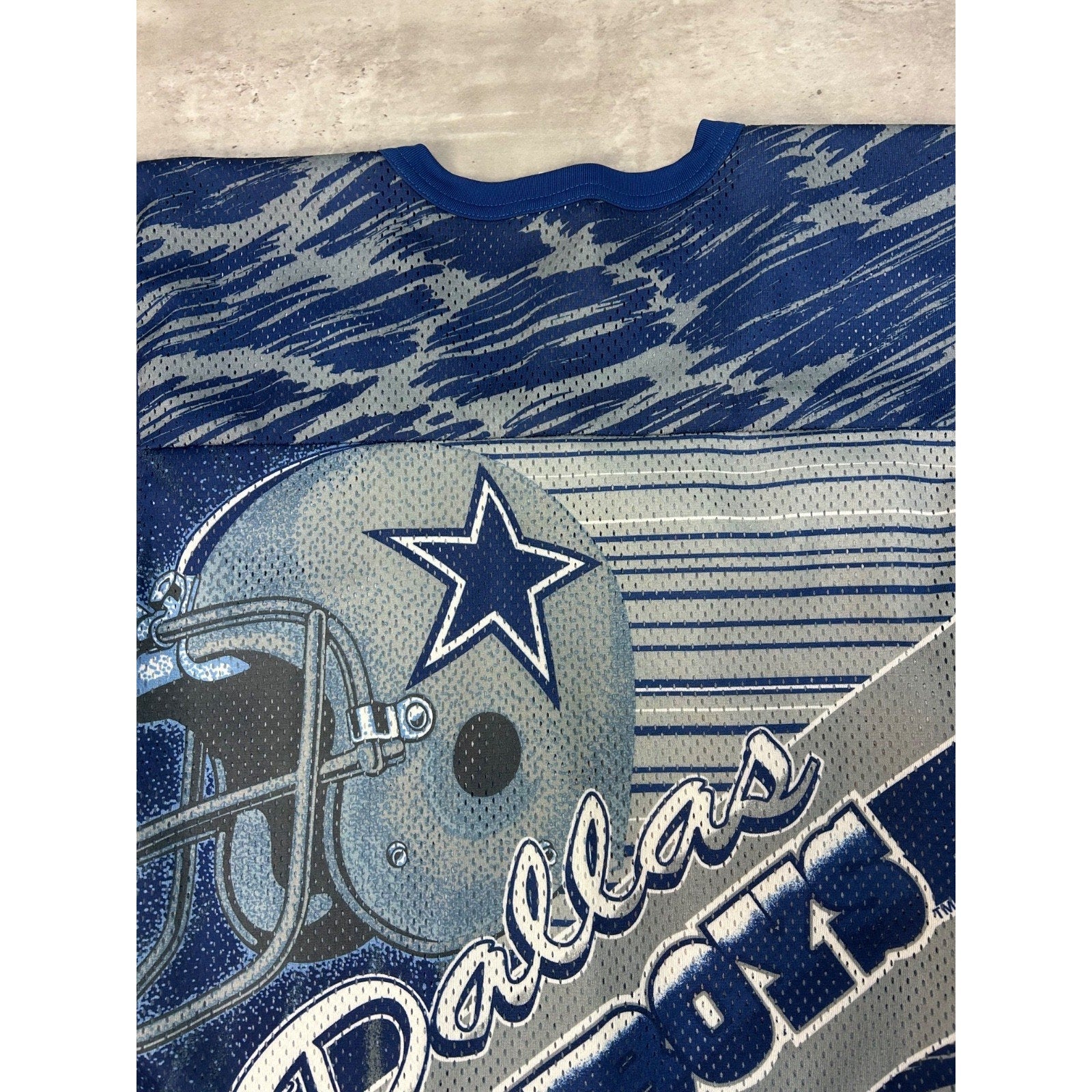 Vintage 90s Dallas Cowboys NFL All Over Print CCM Maska Football Jersey Size M