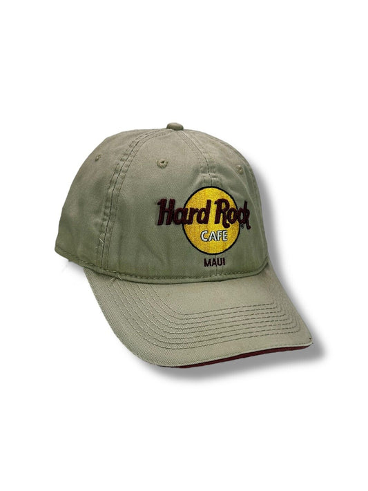 Vintage 90s Hard Rock Game Maui Destination Strapback Hat OSFA Beige