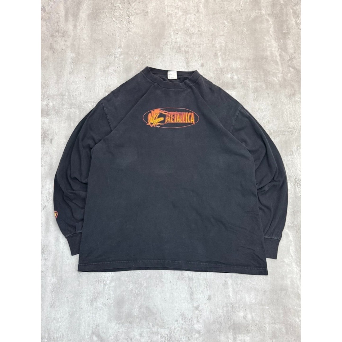 Vintage 90s Metallica Flame Graphic Long Sleeve Rock Music Band T-Shirt Size XL