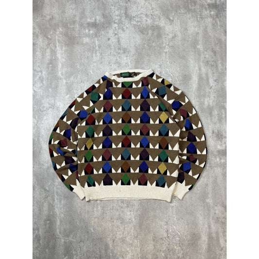 Vintage 80s/90s Byford Diamond Print Pullover Knit Sweater Size Large