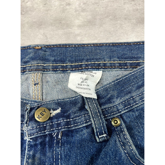 Vintage Key Dark Wash Denim Workwear Carpenter Pants Size 32