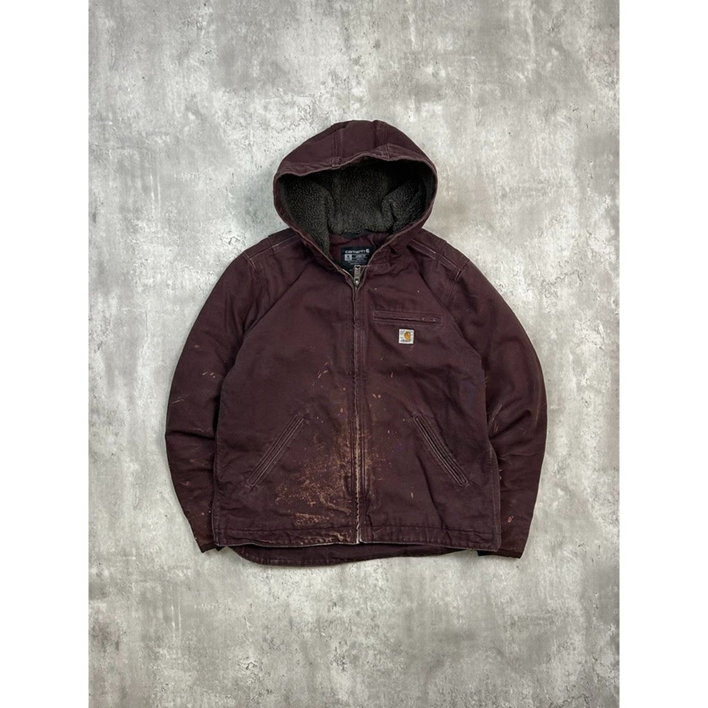 Vintage Carhartt Fleece Lined Canvas Workwear Hooded Detroit Jacket Women's Med